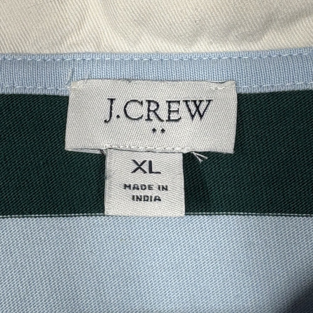 J Crew Womens Rugby Polo Shirt Size XL Blue Green Cotton Academia Classic Preppy - Picture 3 of 7